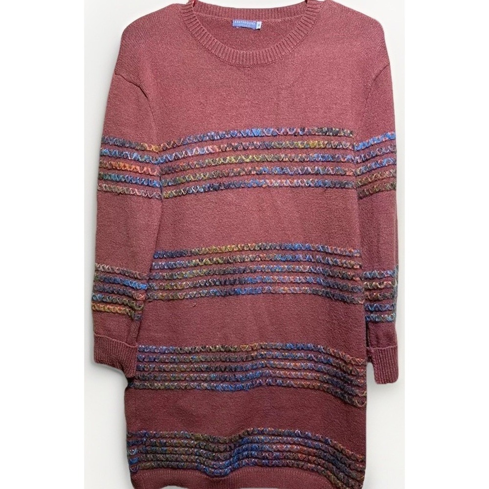 Earthbound Women's Medium Sweater Dress‎ Tunic Space Dye Boho Rust